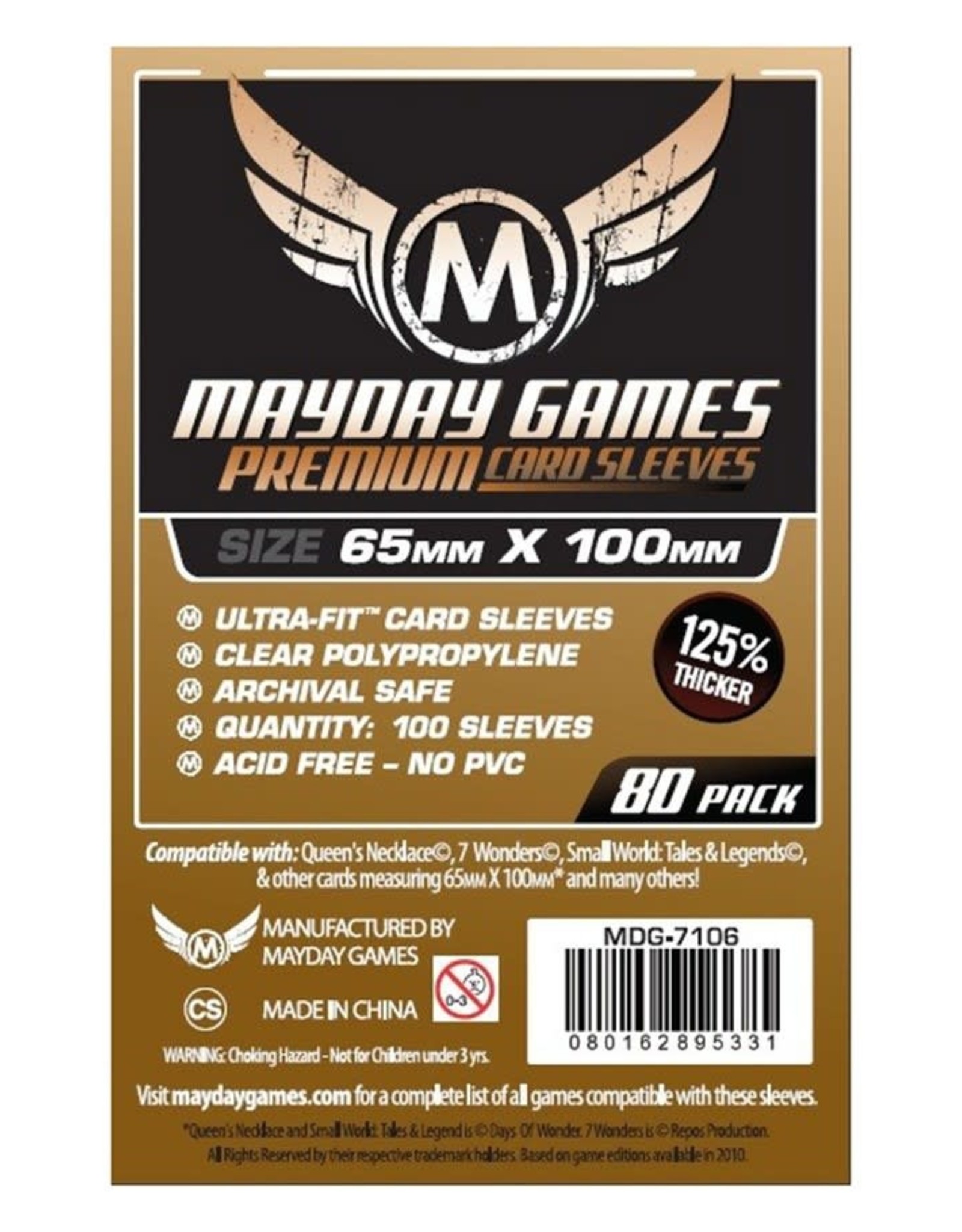 Mayday Games Sleeves: Mayday Premium Magnum Copper Sleeves 65mm x 100mm (7Wonders) (80)