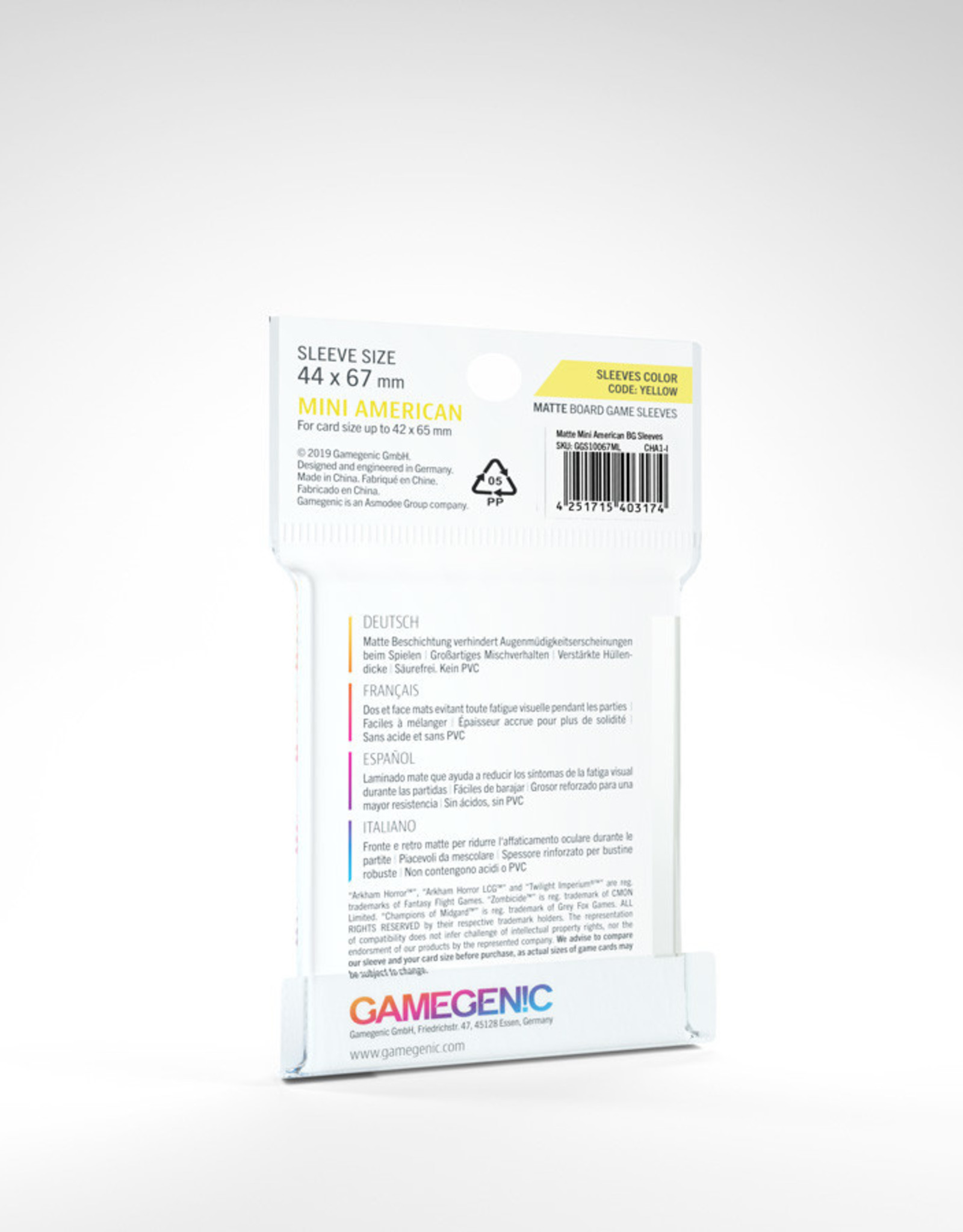 (July 3, 2026) Matte Board Game Sleeves: Mini American (50) (Yellow)