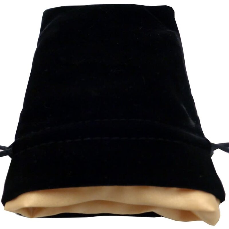 FanRoll Dice Bag: 4 x 6 inch Black Velvet with Gold Lining