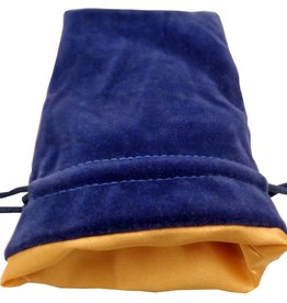Metallic Dice Games Dice Bag: 4in x 6in Blue Velvet with Gold Satin Lining