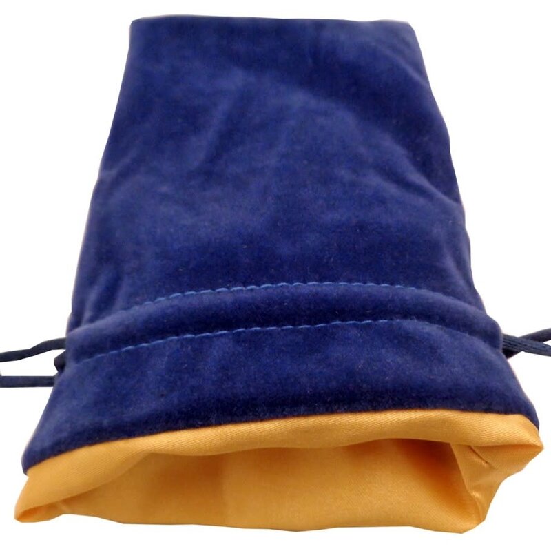 FanRoll Dice Bag: 4in x 6in Blue Velvet with Gold Satin Lining