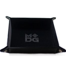 Metallic Dice Games Dice Tray: Velvet Folding with Leather Backing Black
