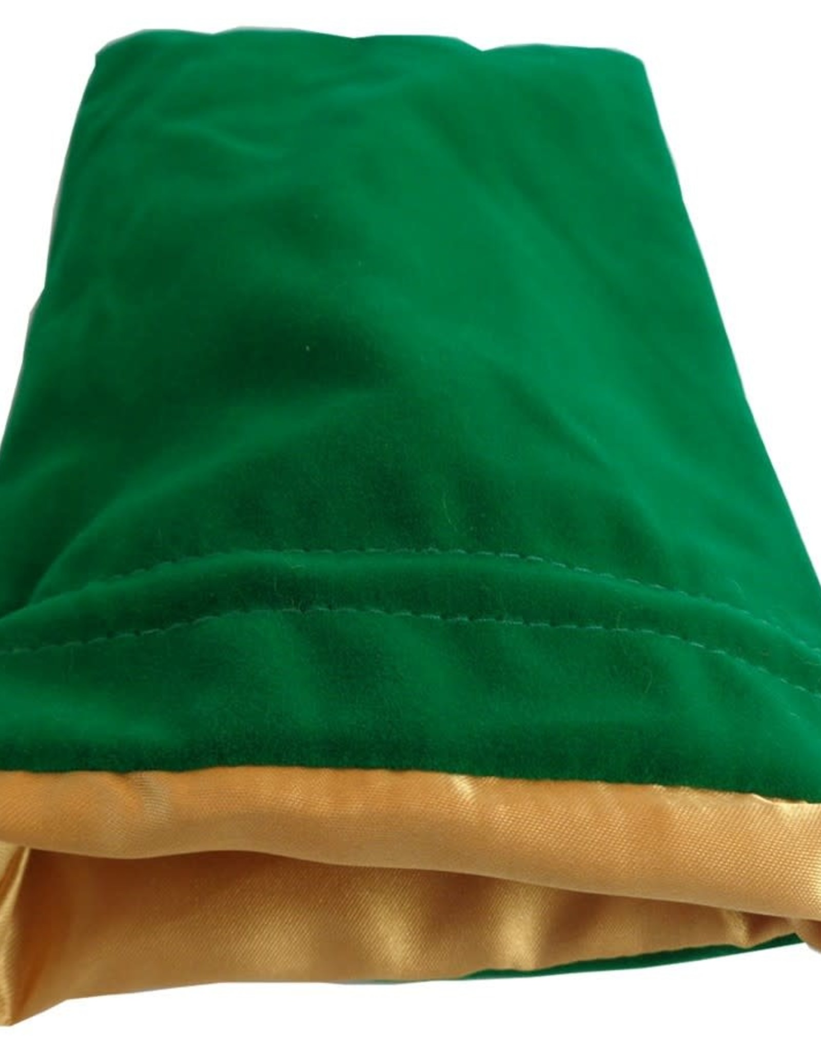 Metallic Dice Games Dice Bag: 6in x 8in LARGE Green Velvet with Gold Satin Lining