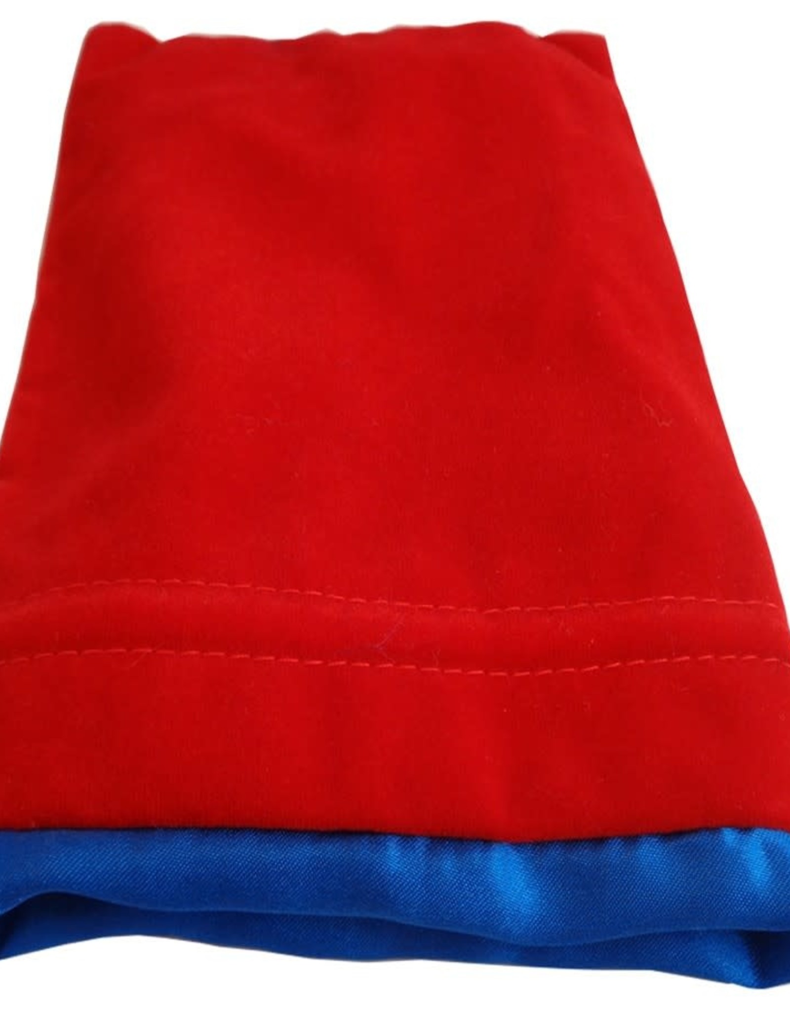 Metallic Dice Games Dice Bag: 6in x 8in LARGE Red Velvet with Blue Satin Lining