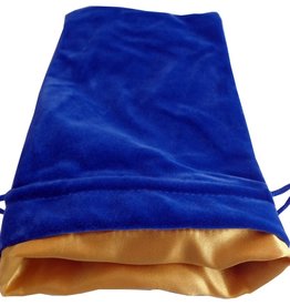 Metallic Dice Games Dice Bag: 6in x 8in LARGE Blue Velvet with Gold Satin Lining