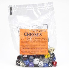 Chessex Assorted D10 Dice: Bag of Opaque Dice (50)