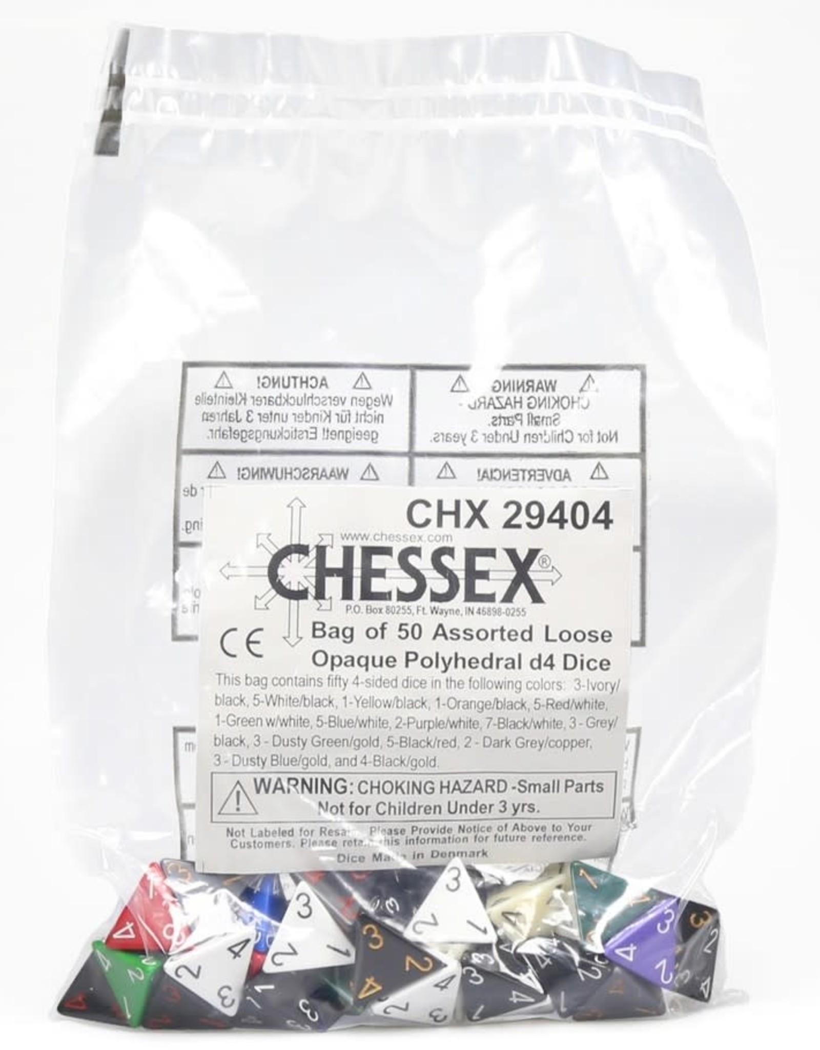 Chessex Assorted D4 Dice: Bag of Opaque Dice (50)