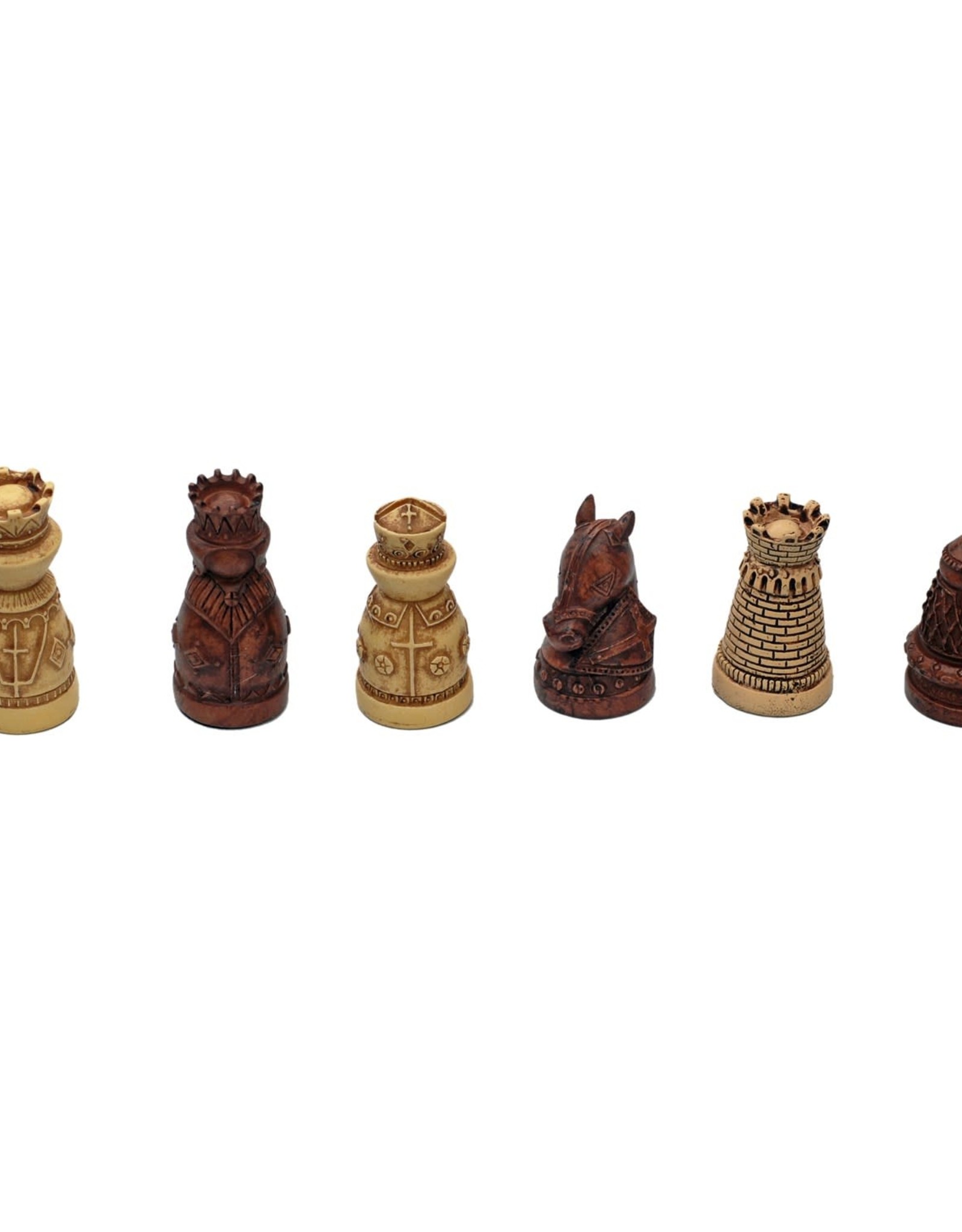 Chess Set: Medieval Polystone Pieces with 15 Inch Board