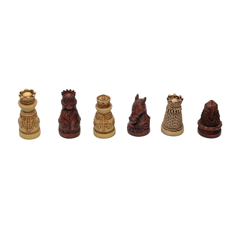 Chess Set: Medieval Polystone Pieces with 15 Inch Board