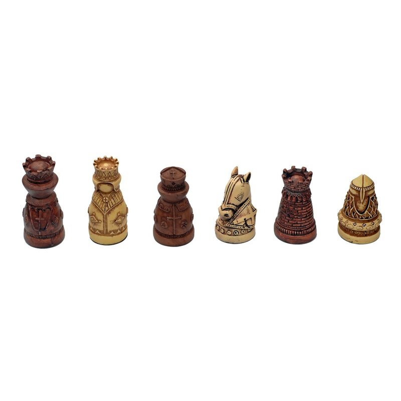 Chess Set: Medieval Polystone Pieces with 15 Inch Board