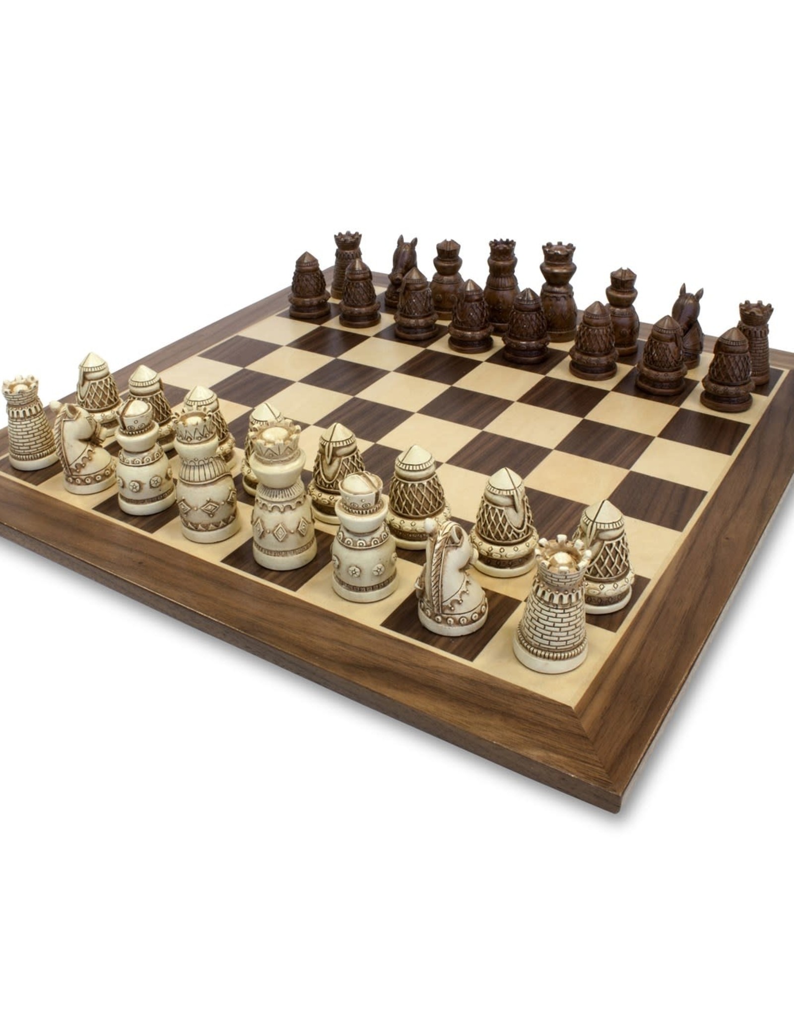 Chess Set: Medieval Polystone Pieces with 15 Inch Board