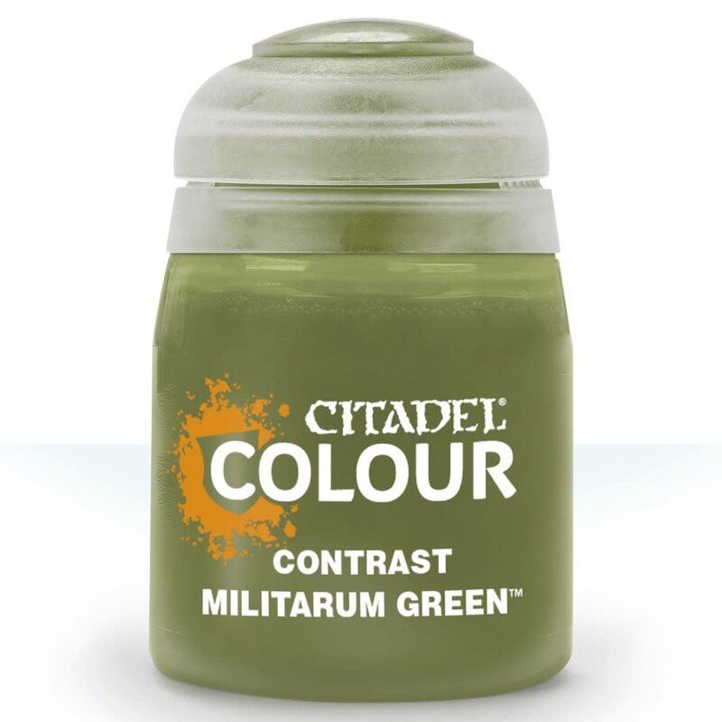 Citadel Contrast Paint: Militarum Green.