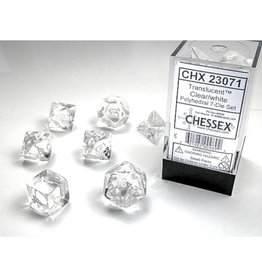 Chessex Polyhedral Dice Set: Translucent Clear/White (7)