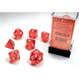 Chessex Polyhedral Dice Set: Translucent Orange/White (7)