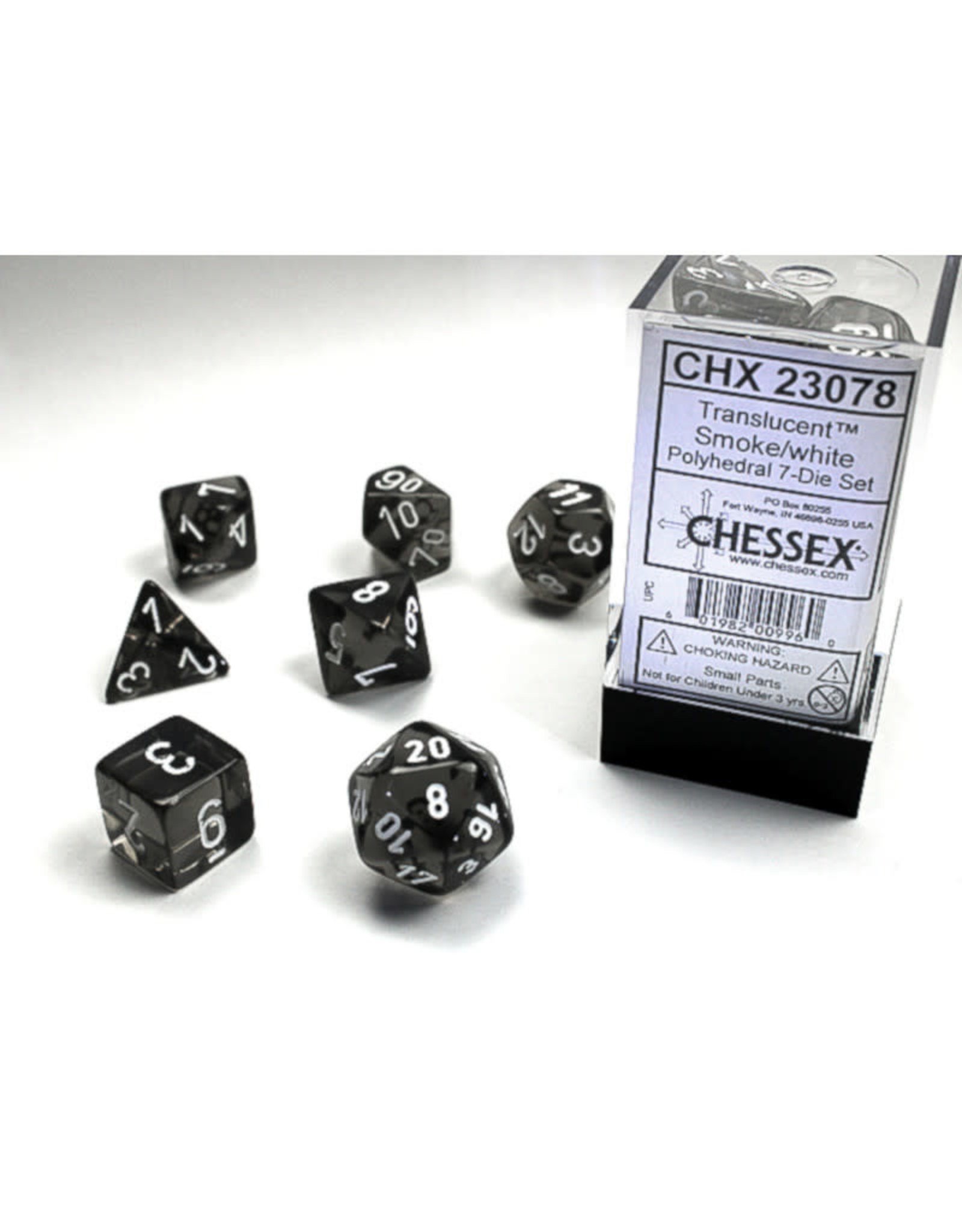 Chessex Polyhedral Dice Set: Translucent Smoke/White (7)