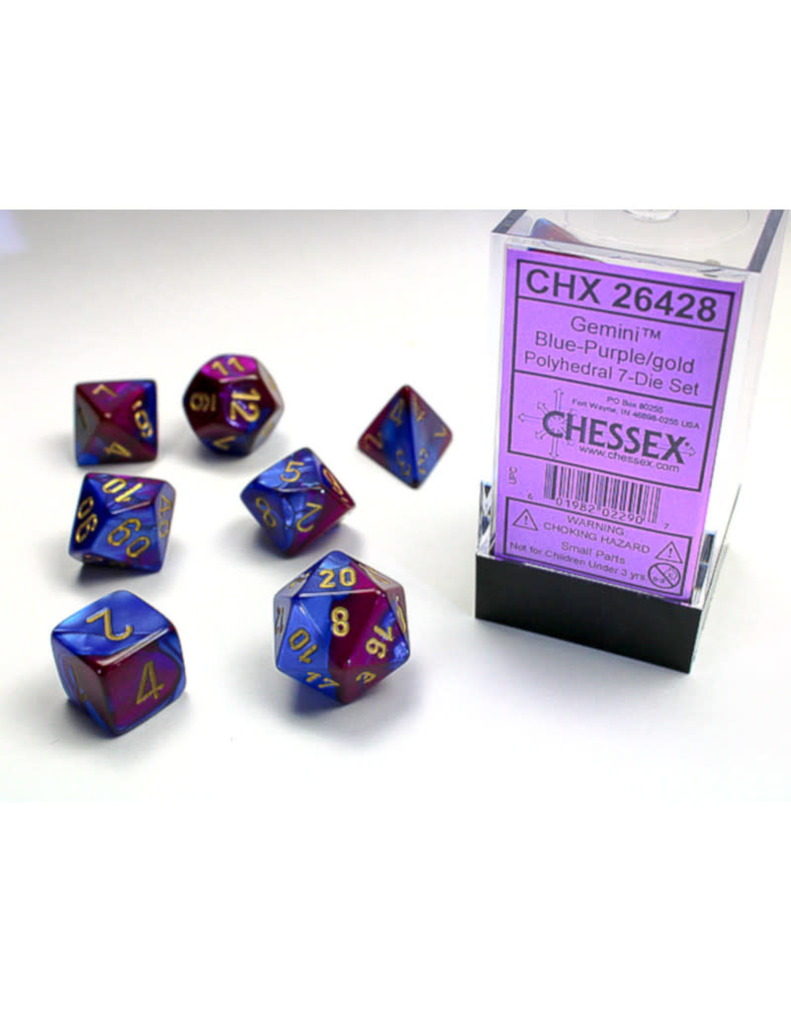 Chessex Polyhedral Dice Set: Gemini Blue Purple/Gold (7)