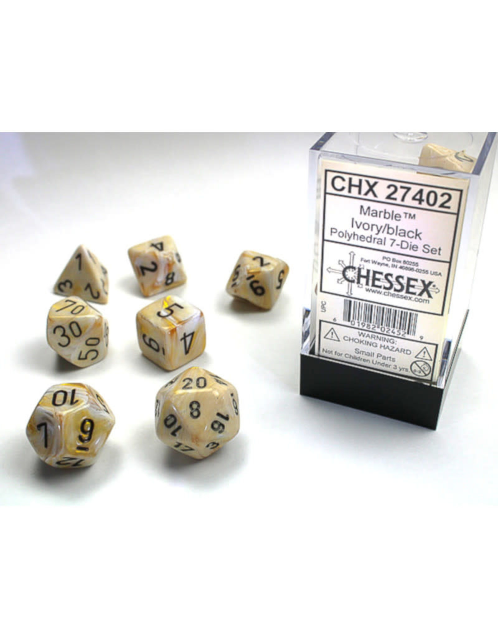 Chessex Chessex RPG Dice (7) Marble Ivory/Black