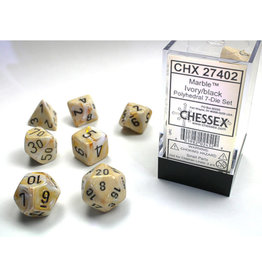 Chessex Polyhedral Dice Set: Marble Ivory/Black (7)
