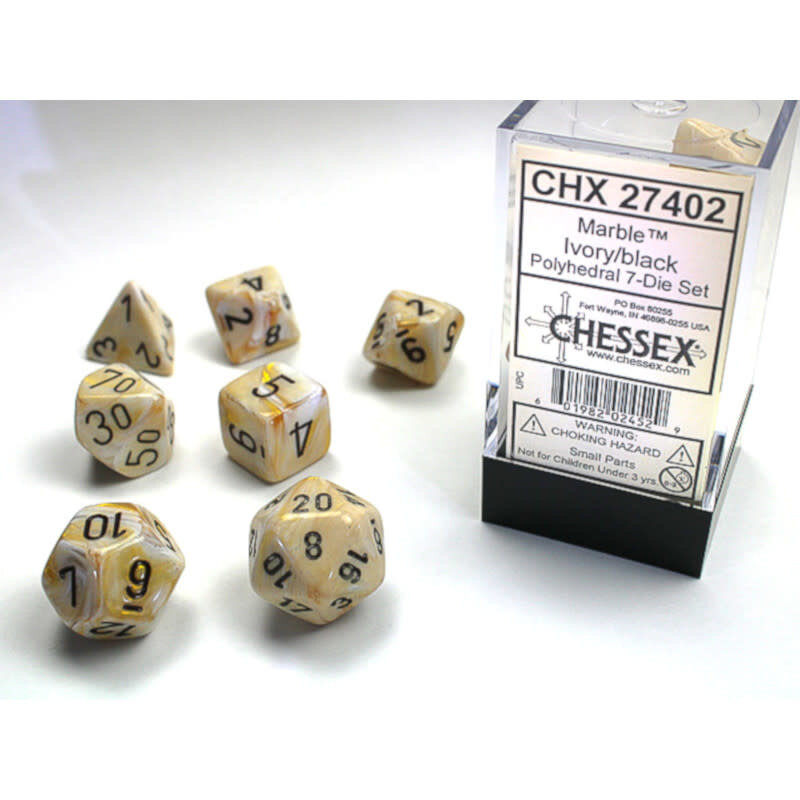 Chessex Chessex RPG Dice (7) Marble Ivory/Black