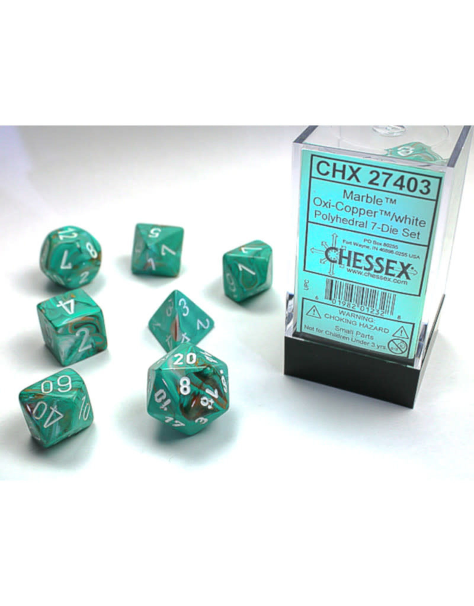 Chessex Chessex RPG Dice (7) Menagerie Marble Oxi Copper/White