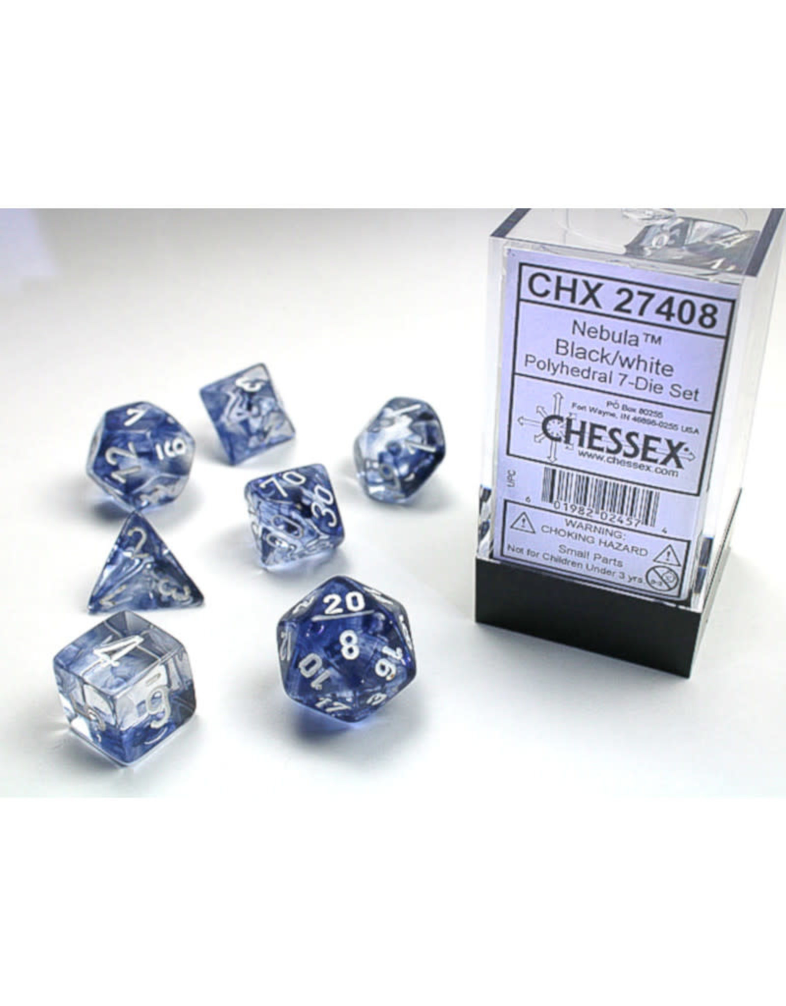 Chessex Polyhedral Dice Set: Nebula Black/White (7)