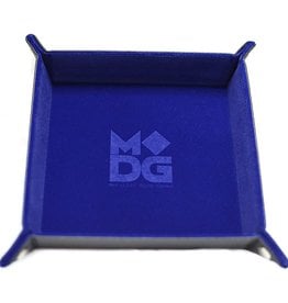 Metallic Dice Games Dice Tray: Velvet Folding with Leather Backing Blue