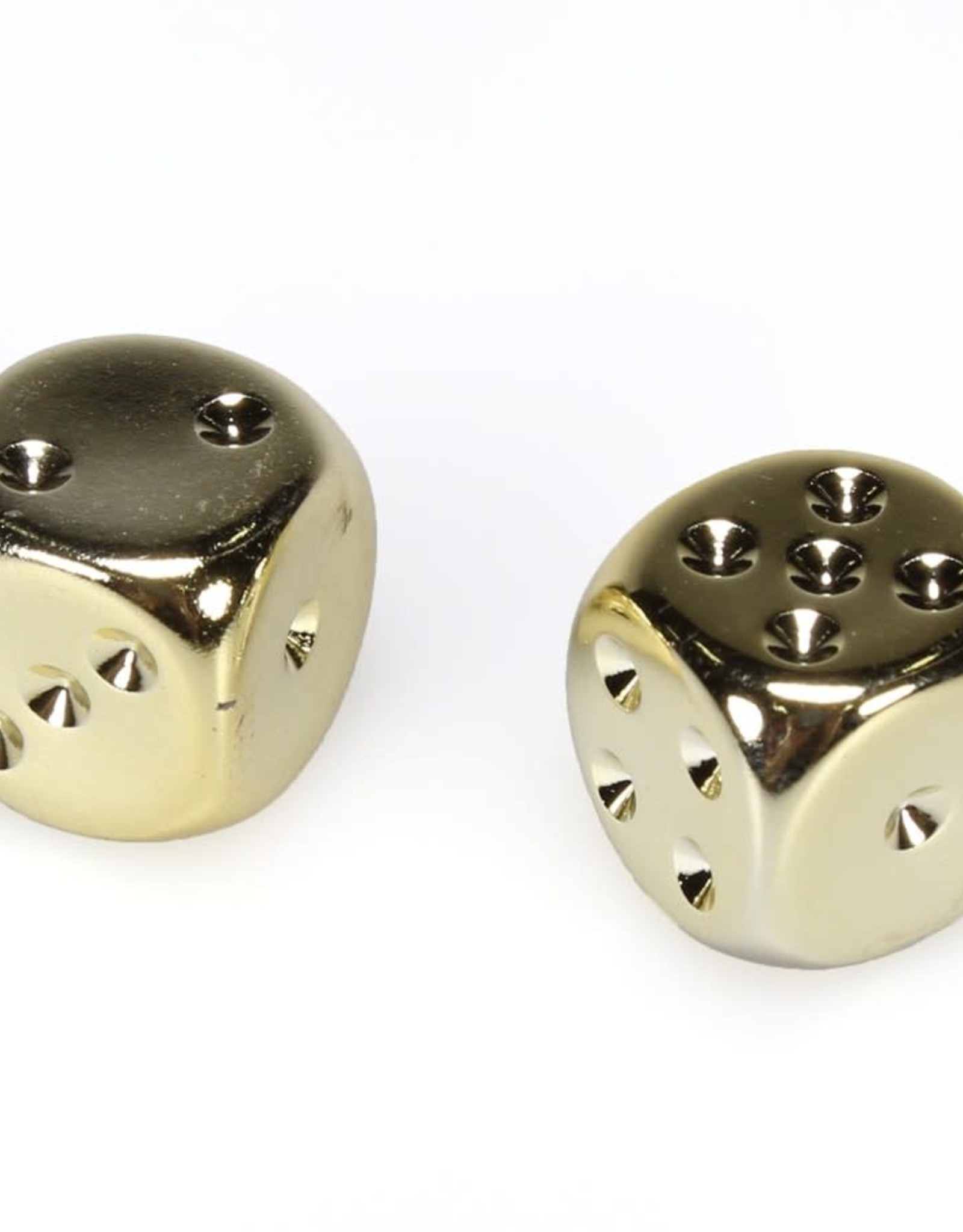 Chessex D6 Dice Pair: Gold-plated 16mm With Pips