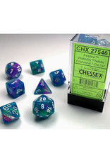 Chessex Polyhedral Dice Set: Menagerie Festive Waterlily/White (7)