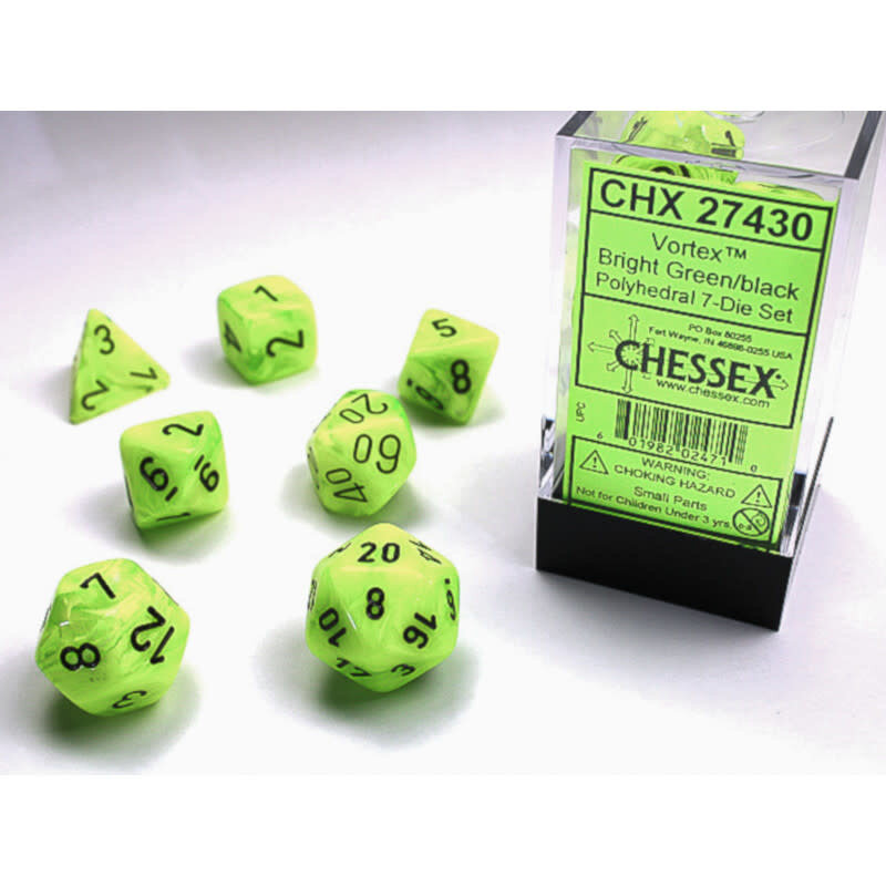 Chessex Chessex RPG Dice (7) Vortex Bright Green/Black
