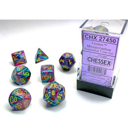 Chessex Polyhedral Dice Set: Dm9 Festive Mosaic Yellow (7)