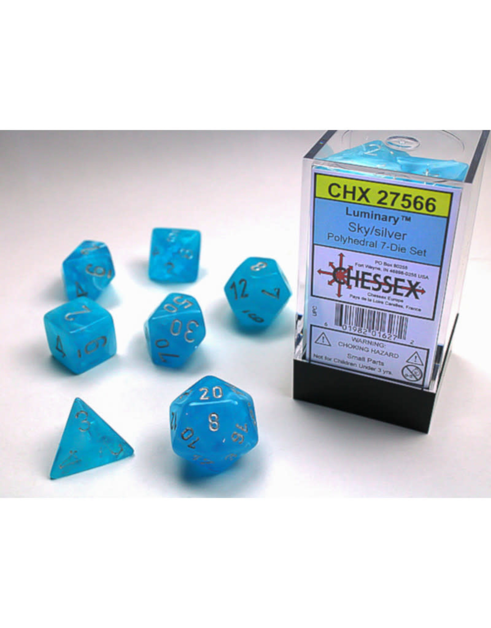 Chessex Chessex RPG Dice (7) Menagerie Luminary Sky/Silver - Glow in the Dark