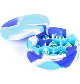 FanRoll SILICONE ROUND DICE CASE BLUE WHITE LIGHT BLUE