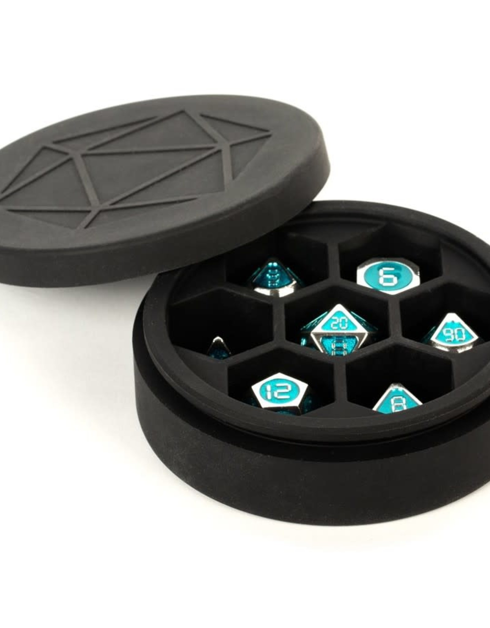 Metallic Dice Games Silicone Round Dice Case: Black