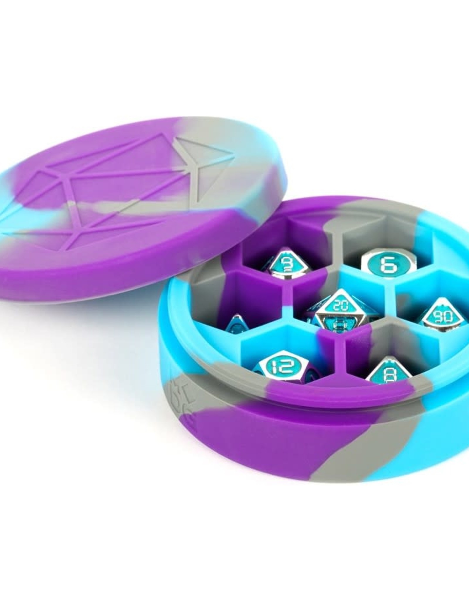 FanRoll Silicone Round Dice Case: Purple/Grey/Light Blue