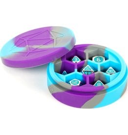 Metallic Dice Games SILICONE ROUND DICE CASE PURPLE GREY LIGHT BLUE