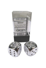 Chessex D6 Dice Pair: Silver-plated 16mm With Pips