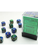 Chessex D6 Dice: 12mm Gemini Blue-Green Gold/Black (36)