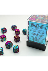 Chessex D6 Dice: 12mm Gemini Purple Teal/Gold (36)