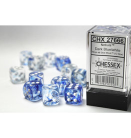 Chessex D6 Dice: Nebula 16mm Dark Blue/White/Black (12)