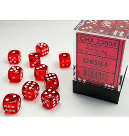 Chessex D6 Dice: Translucent 12mm Red/White (36)