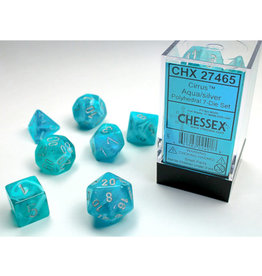 Chessex Polyhedral Dice Set: Cirrus Aqua/Silver (7)