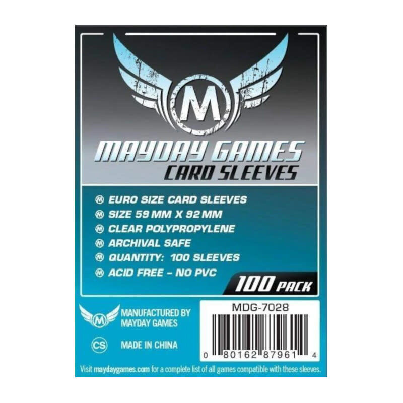Mayday Games Sleeves: Standard European (100) (Blue)
