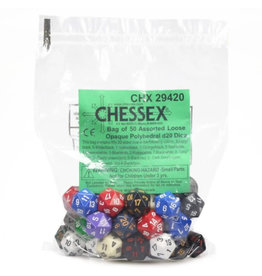 Chessex Assorted D20 Dice: Opaque Assorted Bag of Dice (50)