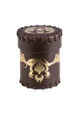 Q Workshop Dice Cup: Flying Dragon Brown/Golden Leather