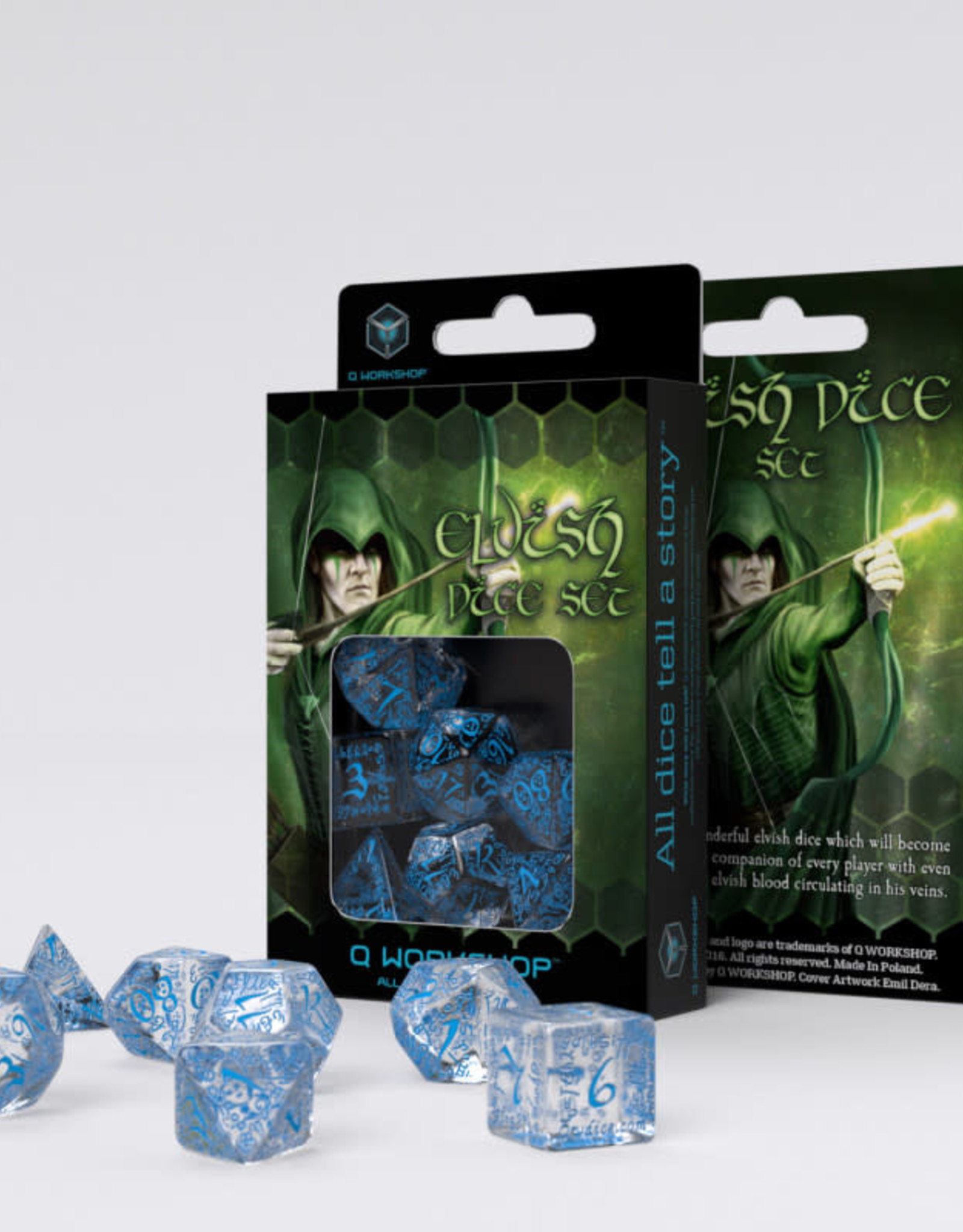 Elvish Dice Set Transparent Blue 7 Game Night Games Elvish Dice Set Transparent Blue 7 Game Night Games