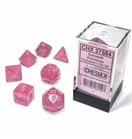 Chessex Polyhedral Dice Set: Borealis Pink Set (7) Glow in the Dark