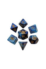 Metallic Dice Games Mini Polyhedral Dice Set (7) Blue with Gold