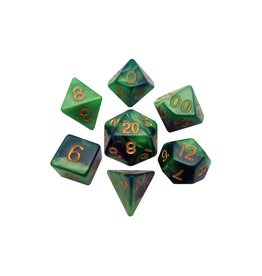 Metallic Dice Games Mini Polyhedral Dice Set (7) Green with Light Green