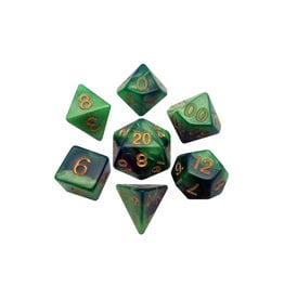 Metallic Dice Games Mini Polyhedral Dice Set: Green/Light Green