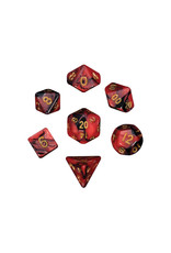 Metallic Dice Games Mini Polyhedral Dice Set (7) Red with Black